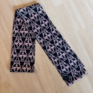 THOMAS WYLDE Black and Pink Skull-Patterned Silk Scarf